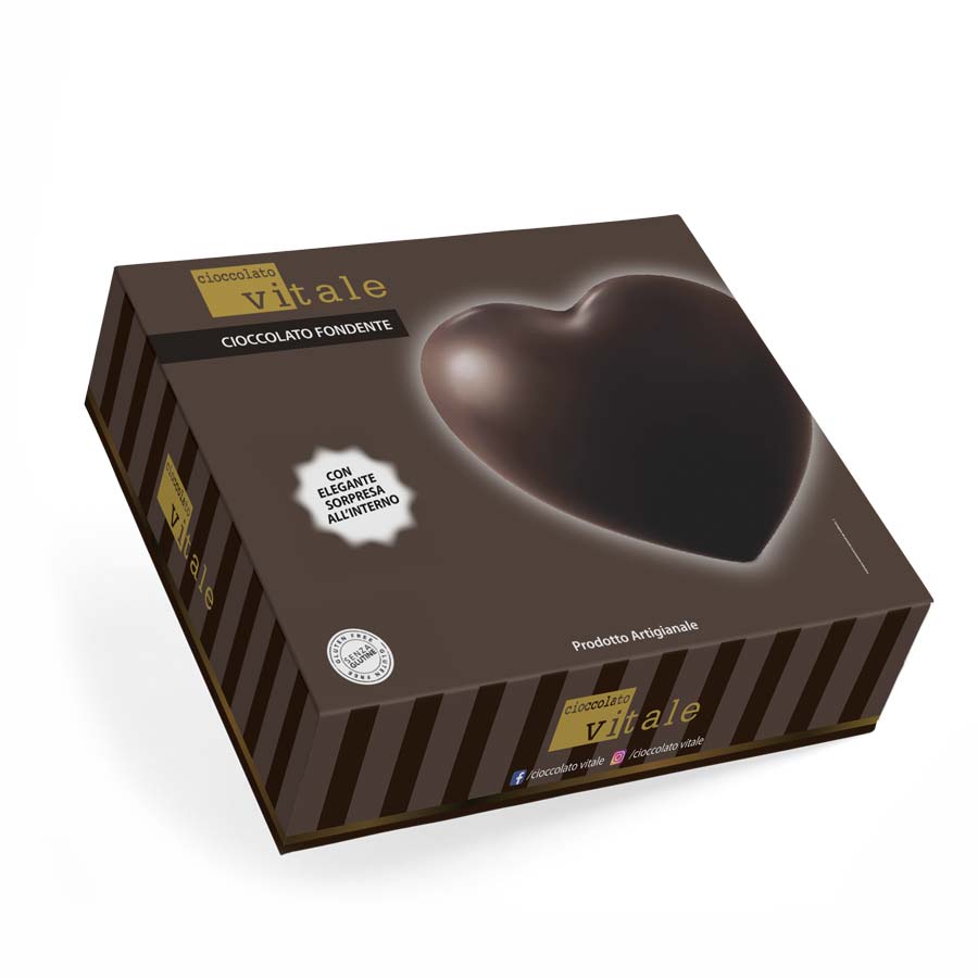 San Valentino: Cuore di Cioccolato Fondente - 300g